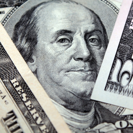 Benjamin Franklin on 100 dollarsの写真素材