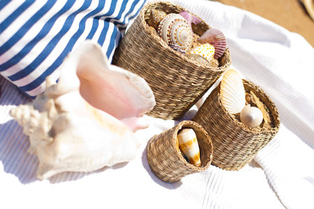 Fantastic dinner near the sea on wedding day  Decoration of table の写真素材