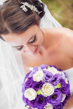 Beautiful bride outdoorの写真素材