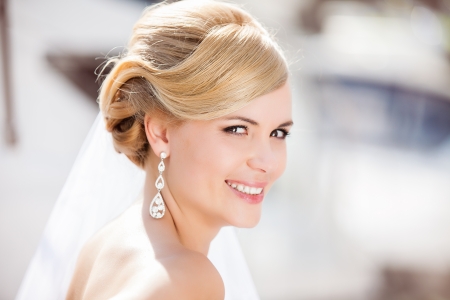 Beautiful bride outdoors - soft focusの写真素材