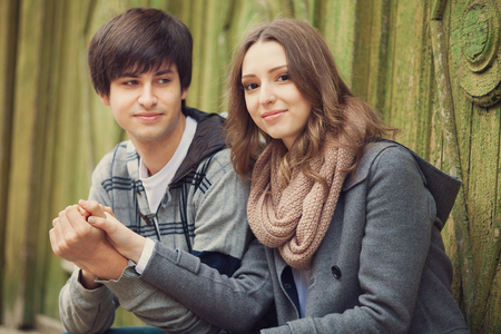 Young couple in a cityの写真素材