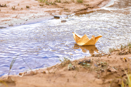paper boat on water, Paper boatsの写真素材