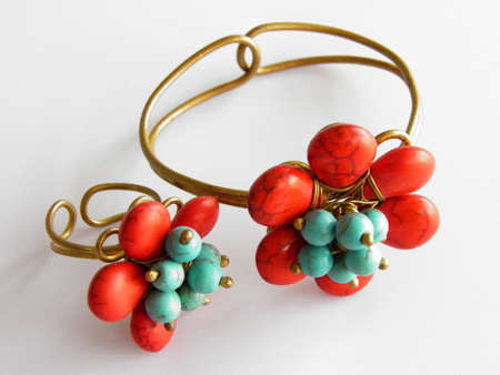 Turquoise Bracelet and Turquoise Ringの写真素材