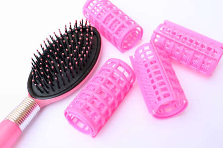 Hair rollers and Comb brushの写真素材