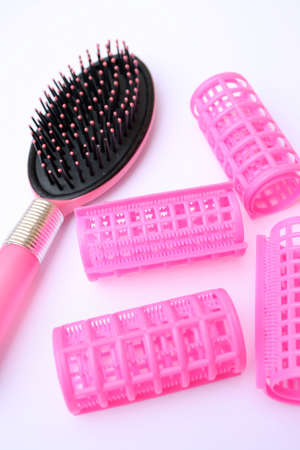 Hair rollers and Comb brushの写真素材