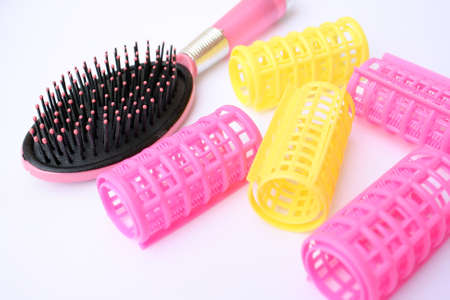 Hair rollers and Comb brushの写真素材