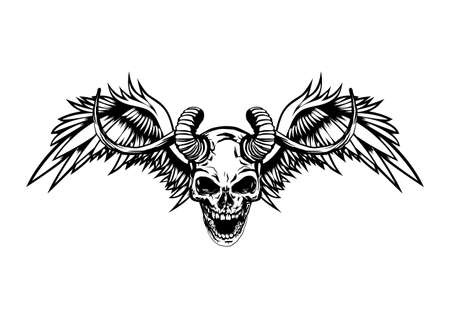 demonic skull wing vectorのイラスト素材