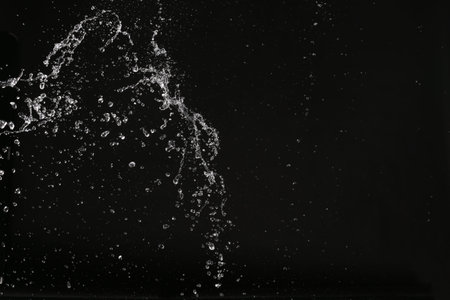 White splash of water in space, abstract objects, high resolution, close up, black backgroundの写真素材