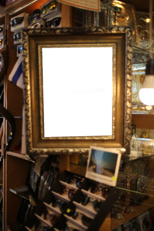 Empty frame in sunglasses shop, shopping and fashion, shops in Israel