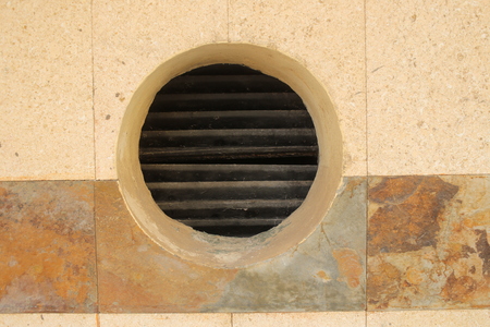Circle ventilation in wallの写真素材