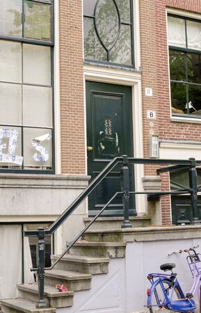 Street adress Reguliersgracht 17, Amsterdam, Netherlands. Outside street view. BORNhuis bar.のeditorial素材