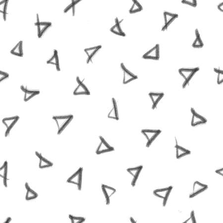 Abstract hand drawn black and white seamless pattern for textiles, wrapping, backdrops. Doodle style. Black Triangles on whiteのイラスト素材