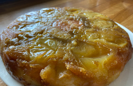 Tarte Tatin, a classic French upside-down caramelized apple tartの写真素材