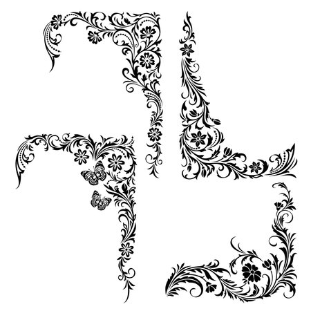 Angular vector decorative frames from the natural elements. For registration pages.のイラスト素材