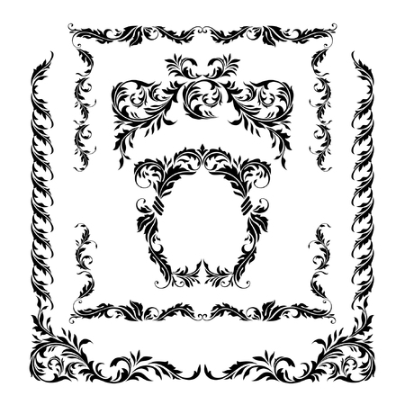 Vector decorative frames from the natural elements. For registration of pages, certificates, cards, diplomas, congratulations.のイラスト素材