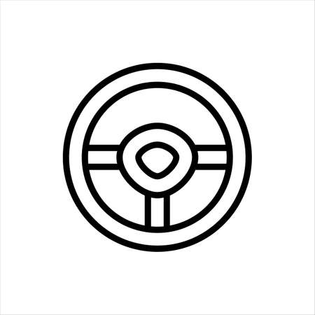 Pixel perfect black thin line icon of car steering wheel. Editable stroke vector 64x64 pixels. Scale 5000% preview. Racing game sign. Drawing automobile controller symbol. Outline linear pictogramのイラスト素材