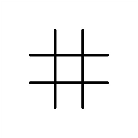 Pixel perfect black thin line icon of blank tic tac toe. Editable stroke vector 64x64 pixel. Scale 5000% preview. Empty Xs Os game template XOXO sign. Tick tack toe symbol. Outlineのイラスト素材