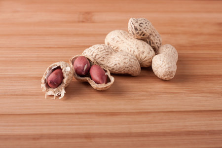 peanuts on a wooden table