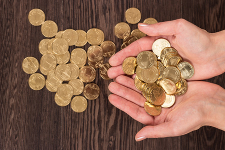 Ukrainian hryvnia, coin 100 cents. The financial crisis in 2015の写真素材