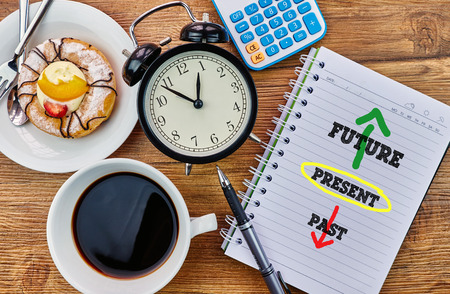 Future, Present, Past - The modern concept of time management to reach the goal of increasing productivity.の写真素材