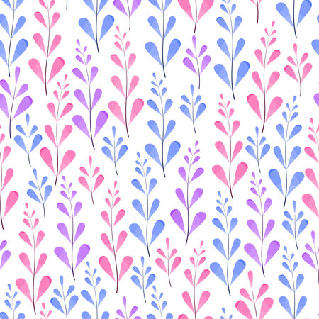 Elegant trendy ditsy floral texture vector repeating pattern comprising colorful water color leaves. Foliage background most suitable for wallpaper, wrapping paper; screen printing and textile industryのイラスト素材