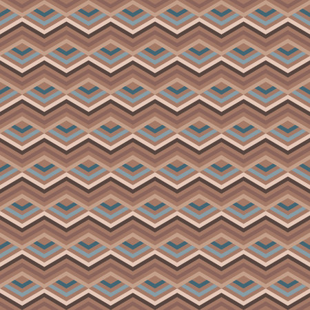Chevron seamless pattern of geometric zigzag lines. Wave pattern surface design of abstract wavy stripes on coffee mocha color background.のイラスト素材