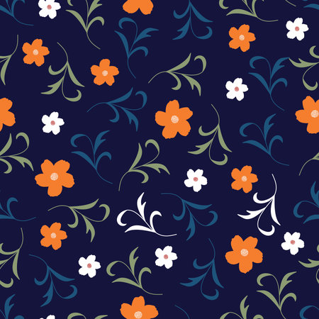 Scandinavian flowers vector  pattern. Floral surface design of yellow and white scandi flowers and...