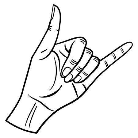 Modern Hand Gesture Outline Drawing in Black and Whiteのイラスト素材