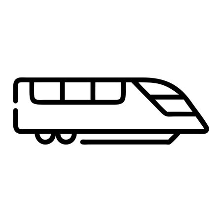 Black and White Minimal Train Vector Line Art