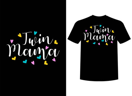 Twin Mama T shirt print designのイラスト素材
