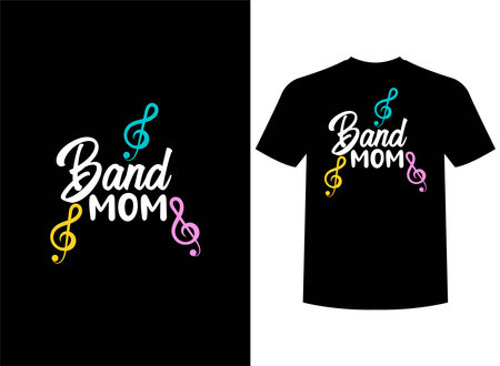 Black t-shirt with lettering and musical notes. Vector illustrationのイラスト素材
