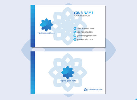 Blue Business Card Template. Vector Illustration. Stationery Design.のイラスト素材