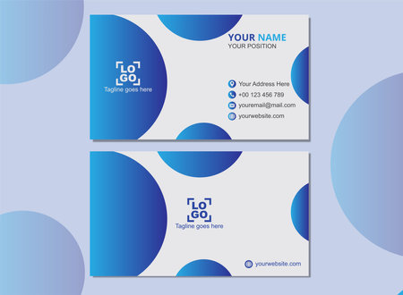 Blue Business Card Template. Vector Illustration. Stationery Design.の写真素材