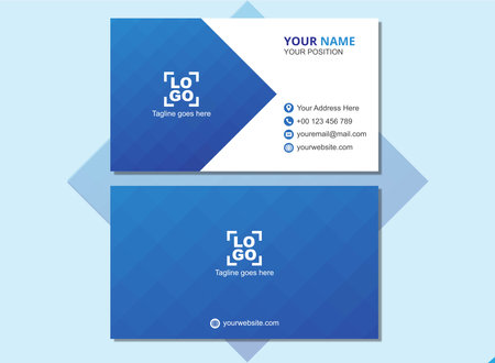 Blue Business Card Template, Creative and Clean Business Card Vector Illustrationのイラスト素材