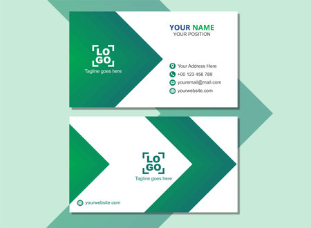 Green business card template, Creative and clean identity design. Vector illustrationのイラスト素材