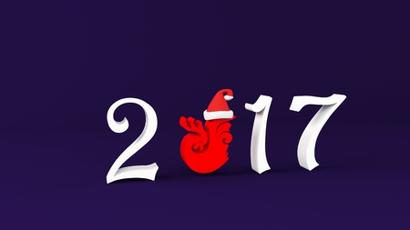 2017 cock with hat 3dの写真素材