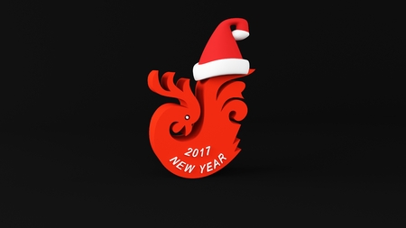 cock with hat 3d renderの写真素材