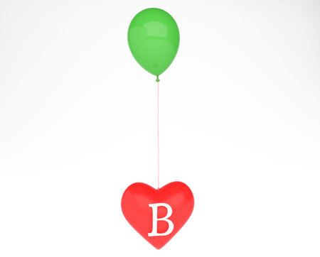 heart with letter and ballonの写真素材