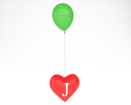 heart with letter and ballonの写真素材