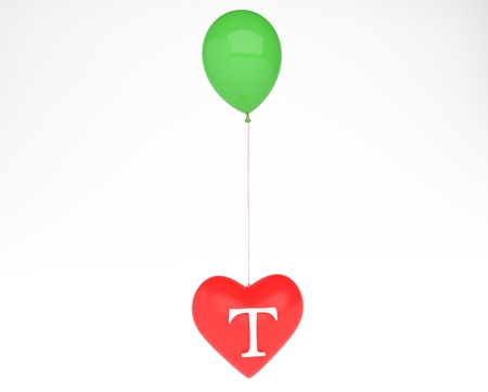 heart with letter and ballonの写真素材