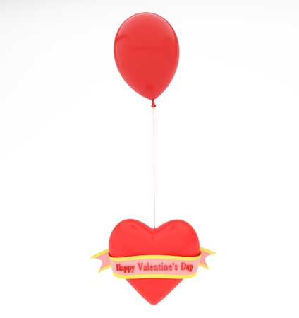 3d ballon with heart ribbonの写真素材
