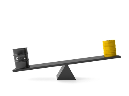 oil and money scale 3dの写真素材