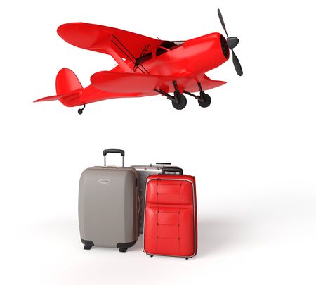 3D Render Airplane with luggageの写真素材