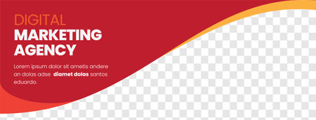 Modern red and yellow banner template for social media posts. Vector illustrationのイラスト素材