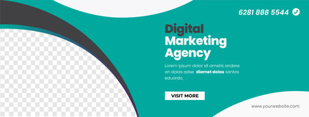 Digital Marketing Advertising Banner Template. Editable Vector Illustration in Flat Styleのイラスト素材