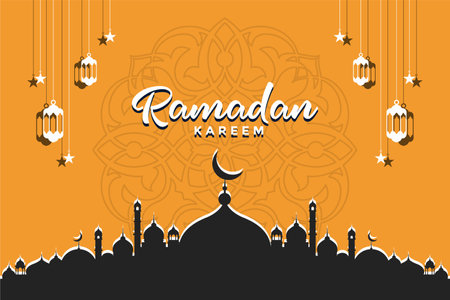 Ramadan Kareem Greeting Card Template. Vector Illustrationのイラスト素材