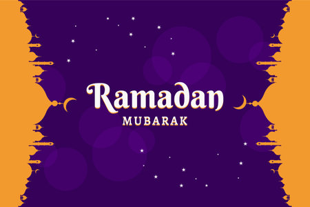 ramadan kareem poster with moon and stars vector illustration designのイラスト素材
