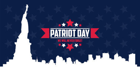 Patriot Day banner with the Statue of Liberty in the background.のイラスト素材