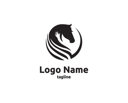 Horse head logo design vector template. Animal head logo design.のイラスト素材