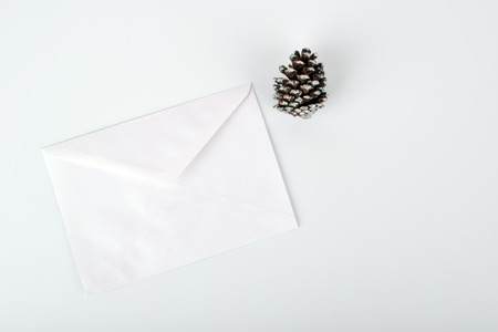 mock up objects New Year's mood on a white background with copy space, top view.の写真素材